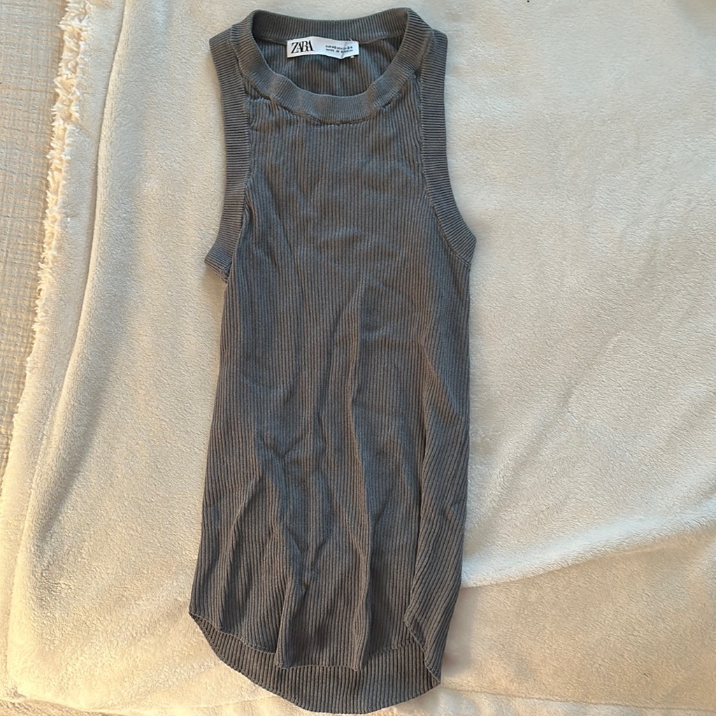 Zara Grey Loose Ribbed Tank